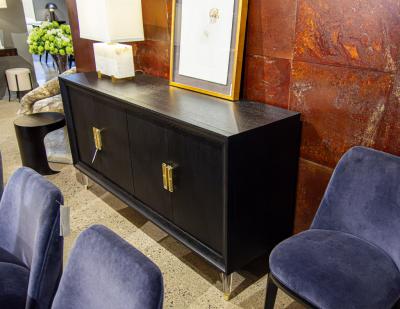 Modern Oak Sideboard Credenza with Acrylic Legs