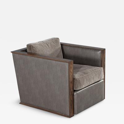 Modern Oak and Leather Lounge Chair
