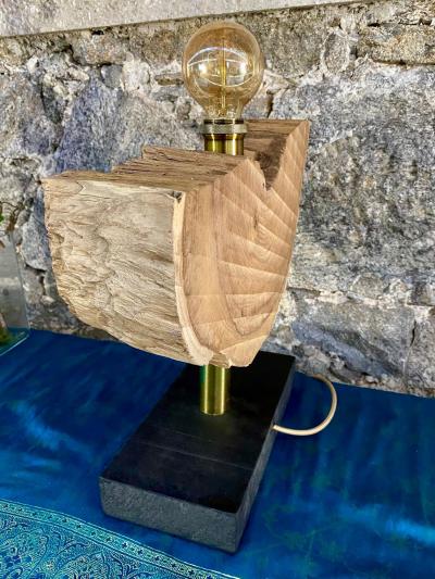 Modern Organic Driftwood Table Lamp with LED Lightbulb Ball 2021