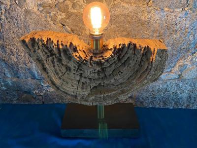 Modern Organic Driftwood Table Lamp with LED Lightbulb Ball 2021