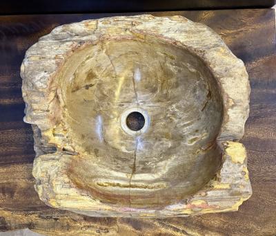 Modern Organic Petrified Wood Single Sink Grey Brown Yellow Tones IDN 2024