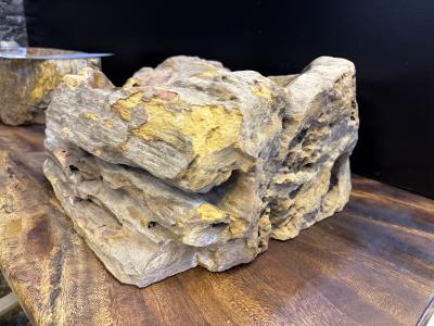 Modern Organic Petrified Wood Single Sink Grey Brown Yellow Tones IDN 2024