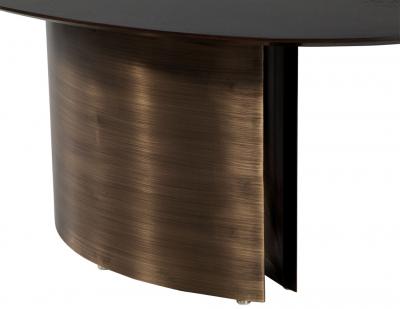 Modern Oval Oak Dining Table with Curved Metal Pedestals