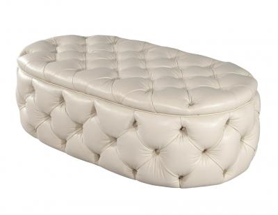 Modern Oval Tufted Leather Ottoman Table