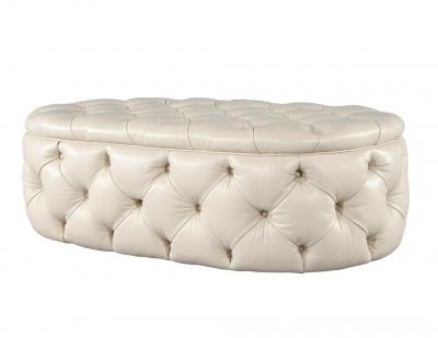 Modern Oval Tufted Leather Ottoman Table