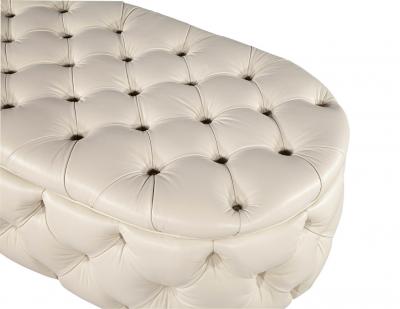 Modern Oval Tufted Leather Ottoman Table