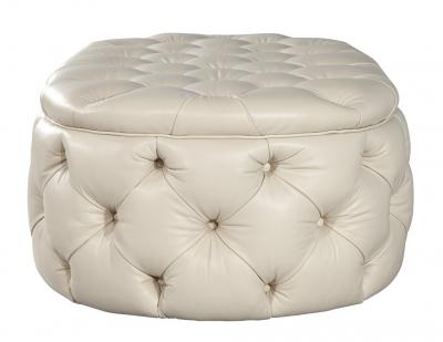 Modern Oval Tufted Leather Ottoman Table