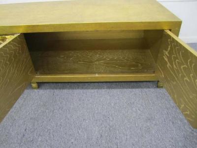 Modern Pair of Gold Long Low Carved Sideboards Hollywood Regency