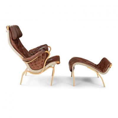 Modern Pernilla Lounge Chair in Cognac Leather by Bruno Mathsson for DUX