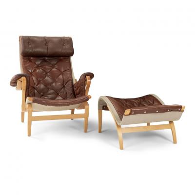 Modern Pernilla Lounge Chair in Cognac Leather by Bruno Mathsson for DUX