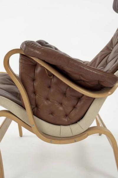 Modern Pernilla Lounge Chair in Cognac Leather by Bruno Mathsson for DUX