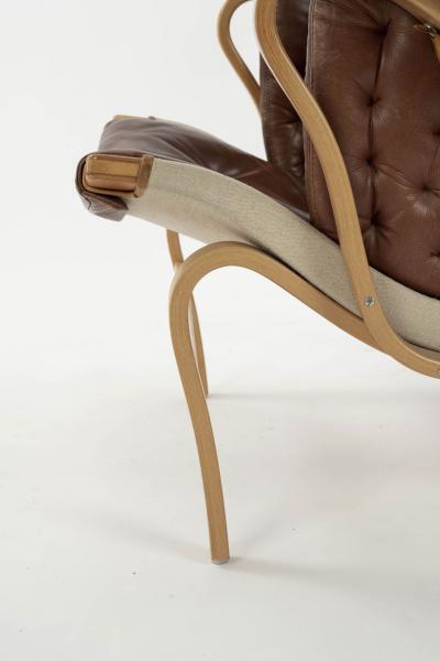 Modern Pernilla Lounge Chair in Cognac Leather by Bruno Mathsson for DUX