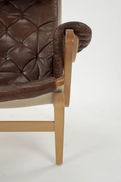 Modern Pernilla Lounge Chair in Cognac Leather by Bruno Mathsson for DUX