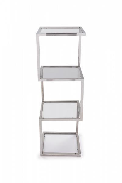 Modern Polished Chrome Plated Steel and Smoked Glass Etagere Display Shelf