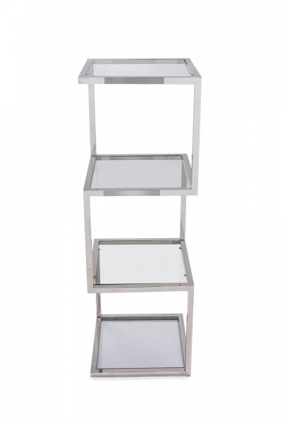 Modern Polished Chrome Plated Steel and Smoked Glass Etagere Display Shelf
