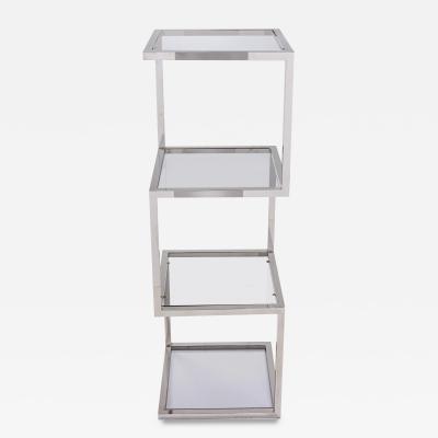 Modern Polished Chrome Plated Steel and Smoked Glass Etagere Display Shelf