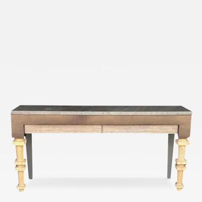 Modern Robert Marinelli Il De Re Italian Marble Walnut Console Table