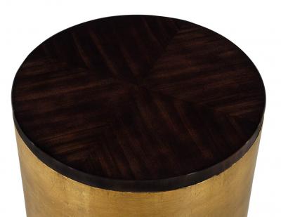 Modern Round Accent Table in Gold Leaf