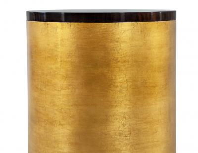 Modern Round Accent Table in Gold Leaf