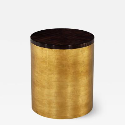 Modern Round Accent Table in Gold Leaf