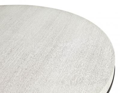 Modern Round Cerused Oak 2 Tone Dining Table with Geometric Metal Pedestal