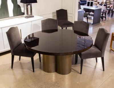 Modern Round Sunburst Dining Table in High Gloss Polished Finish