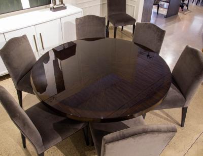 Modern Round Sunburst Dining Table in High Gloss Polished Finish