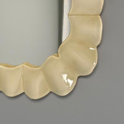 Modern Ruffle Wall Mirrors White Murano Glass Brass Italy 21st c 