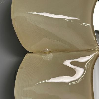 Modern Ruffle Wall Mirrors White Murano Glass Brass Italy 21st c 