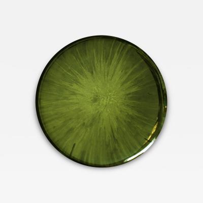 Modern Sculptural Concave Green Glass French Mirror