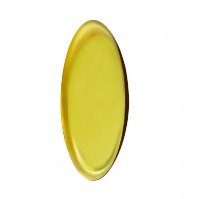 Modern Sculptural Concave Yellow Glass French Mirror