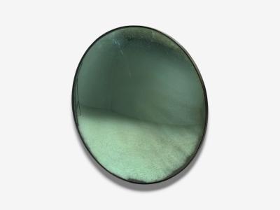 Modern Space Age Wall Mirror Green Convex Glass Painted Wood 21st c 