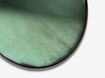 Modern Space Age Wall Mirror Green Convex Glass Painted Wood 21st c 