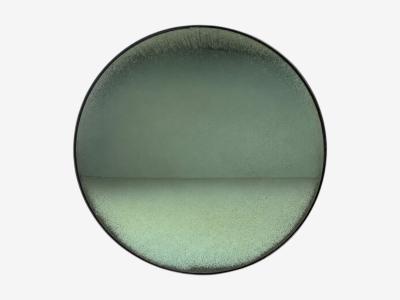 Modern Space Age Wall Mirror Green Convex Glass Painted Wood 21st c 