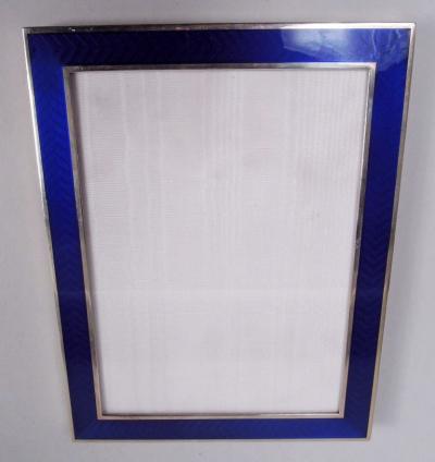 Modern Sterling Blue Enamel Frame for Portrait or Landscape Picture