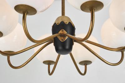 Modern Swedish Brass and Glass Globe Chandelier Sweden 1940s