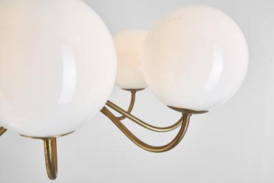 Modern Swedish Brass and Glass Globe Chandelier Sweden 1940s