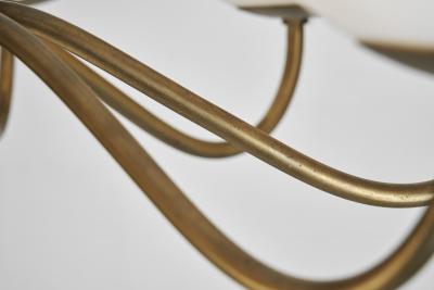 Modern Swedish Brass and Glass Globe Chandelier Sweden 1940s