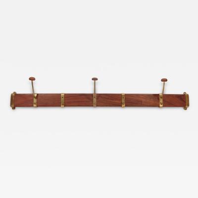 Modern Teak Brass Coat Rack