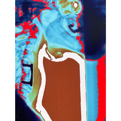 Modern Techno Skeleton Art of a Skull on Aluminum