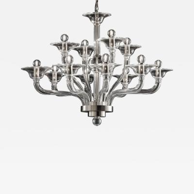 Modern Transparent Linear Murano Glass Chandelier