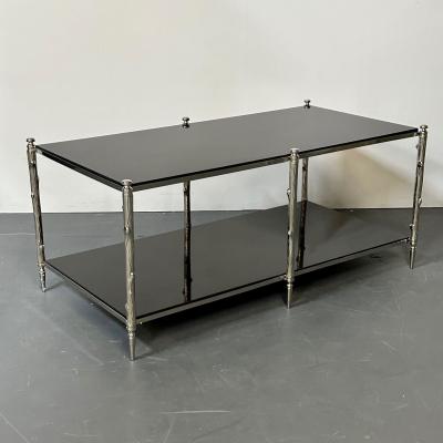 Modern Two Tier Maison Bagues Style Coffee Low Table Black Granite