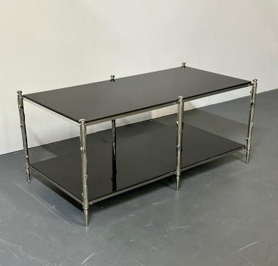 Modern Two Tier Maison Bagues Style Coffee Low Table Black Granite