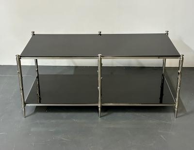 Modern Two Tier Maison Bagues Style Coffee Low Table Black Granite
