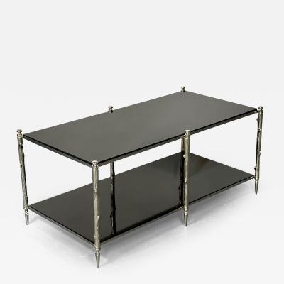 Modern Two Tier Maison Bagues Style Coffee Low Table Black Granite