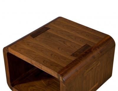 Modern Walnut End Table with Curved Design