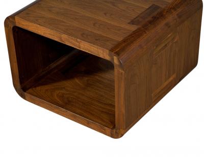 Modern Walnut End Table with Curved Design