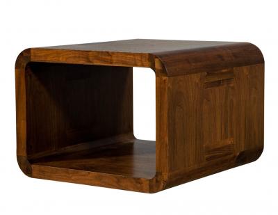 Modern Walnut End Table with Curved Design