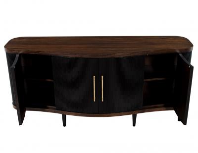 Modern Walnut Fluted Tambour Sideboard Credenza