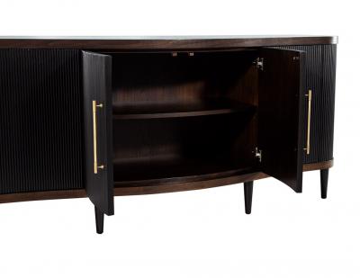 Modern Walnut Fluted Tambour Sideboard Credenza